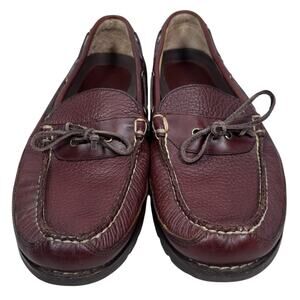 LL Bean Allagash Bison Leather Loafers‎ Men’s 12 EE Wide Brown Lace Up Shoes
